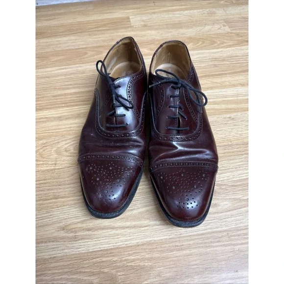 Alfred Sargent Made In England "Monroe" Burgundy Captoe Oxfords Shoes Men's 10D - Picture 2 of 7